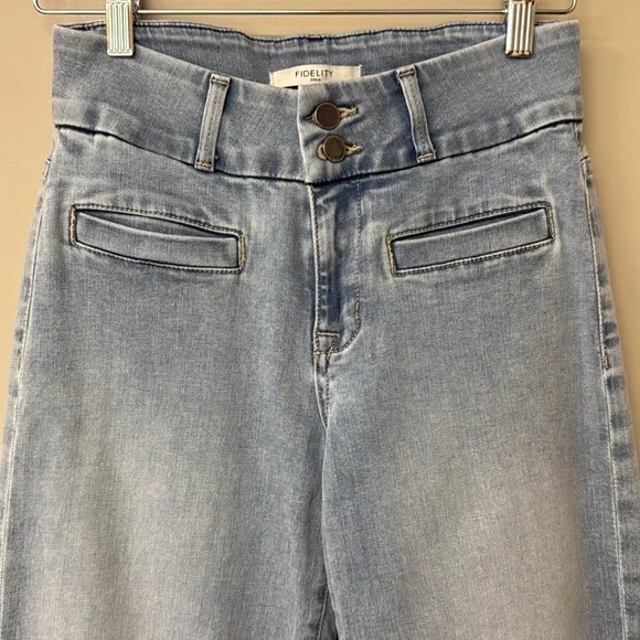 Fidelity Denim Aloe Super Wide Crop Jeans | size 26 | EUC | Teardrop Blue - Picture 4 of 16